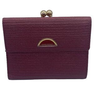 Authentic Nina Ricci Dark Red Leather Double Sided Designer Wallet